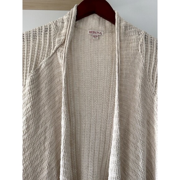 Merona Size XS Open Cardigan Beachy Oatmeal Oversized Waterfall Front Open Front - Picture 2 of 6